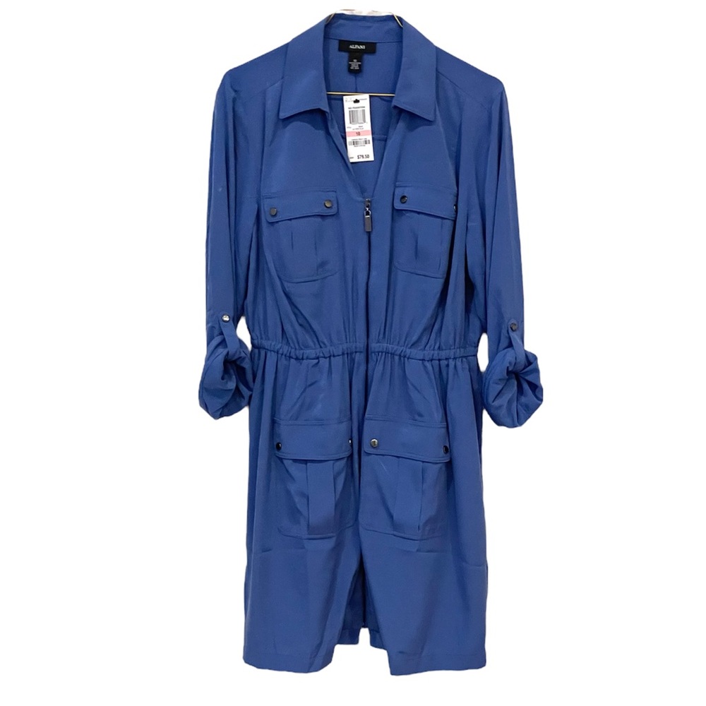 Silky blue utility dress